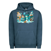 Pigment Midnight Navy winter coffe cups Urban Hoodie - AdoDesignShop