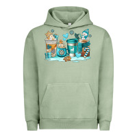 Pigment Oil Green winter coffe cups Urban Hoodie - AdoDesignShop