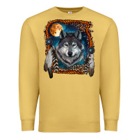 Antique Gold Wolf And Feathers Premium Sweatshirt - RanaPortraitStore