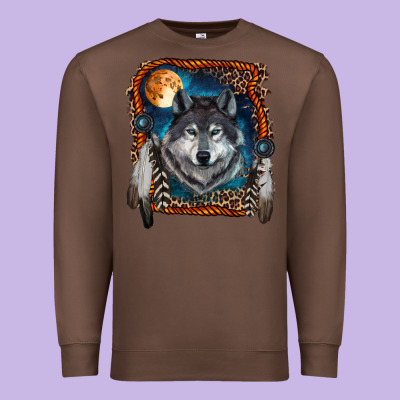 Premium Sweatshirt Wolf And Feathers