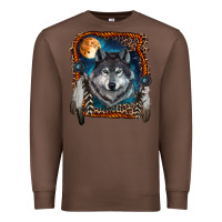 Chestnut Wolf And Feathers Premium Sweatshirt - RanaPortraitStore