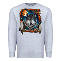 Heather Grey Wolf And Feathers Premium Sweatshirt - RanaPortraitStore