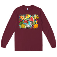 Burgundy summer fruits background Long Sleeve Tee - BarkalooDesign