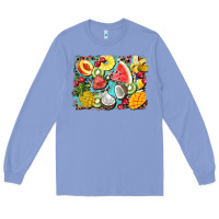 Colony Blue summer fruits background Long Sleeve Tee - BarkalooDesign