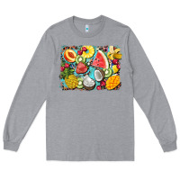 Heather Grey summer fruits background Long Sleeve Tee - BarkalooDesign