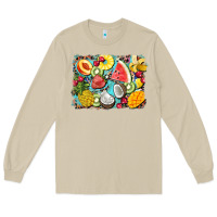 Mushroom summer fruits background Long Sleeve Tee - BarkalooDesign