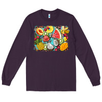 Plum summer fruits background Long Sleeve Tee - BarkalooDesign