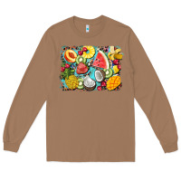 Toasted Coconut summer fruits background Long Sleeve Tee - BarkalooDesign