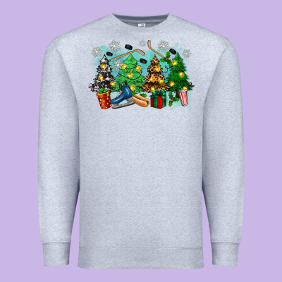 Christmas Trees With Hockey Premium Sweatshirt Designed By Zillion Design Studio