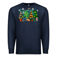 Navy christmas trees with hockey Premium Sweatshirt - Zillion Design Studio