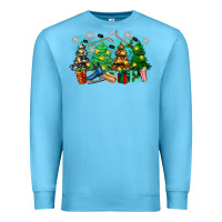 Ocean Blue christmas trees with hockey Premium Sweatshirt - Zillion Design Studio
