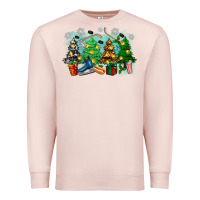 Pale Pink christmas trees with hockey Premium Sweatshirt - Zillion Design Studio