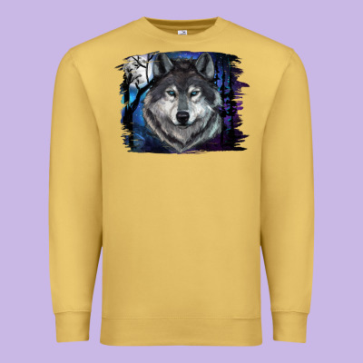 Premium Sweatshirt Wolf And Full Moon