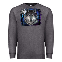 Charcoal Heather Wolf And Full Moon Premium Sweatshirt - RanaPortraitStore