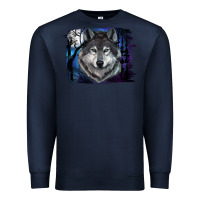 Navy Wolf And Full Moon Premium Sweatshirt - RanaPortraitStore