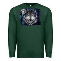 Sports Green Wolf And Full Moon Premium Sweatshirt - RanaPortraitStore