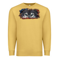 Antique Gold Wolf eyes american flag Premium Sweatshirt - RanaPortraitStore