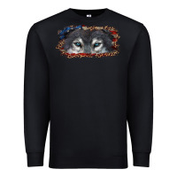 Black Wolf eyes american flag Premium Sweatshirt - RanaPortraitStore