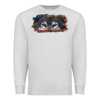 Dove Grey Wolf eyes american flag Premium Sweatshirt - RanaPortraitStore