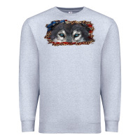 Heather Grey Wolf eyes american flag Premium Sweatshirt - RanaPortraitStore