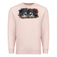 Pale Pink Wolf eyes american flag Premium Sweatshirt - RanaPortraitStore