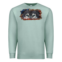 Seafoam Wolf eyes american flag Premium Sweatshirt - RanaPortraitStore