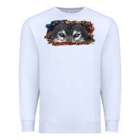 White Wolf eyes american flag Premium Sweatshirt - RanaPortraitStore