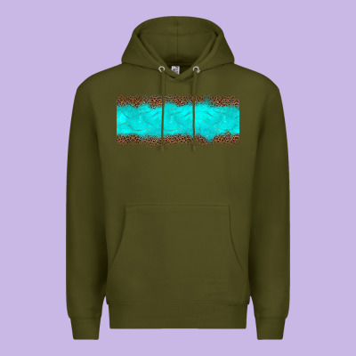 Turquoise Leopard Premium Hoodie Designed By Jahusdesignshop