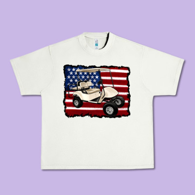 Golf Cart American Flag Urban Heavy Tee Designed By Artiststas