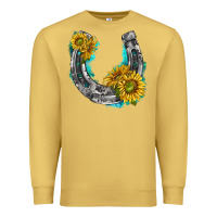 Antique Gold horseshoe cowhide and sunflowers Premium Sweatshirt - texasbilliewilder