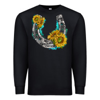 Black horseshoe cowhide and sunflowers Premium Sweatshirt - texasbilliewilder