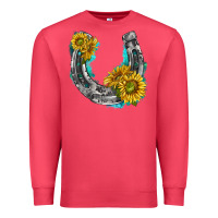Cardinal horseshoe cowhide and sunflowers Premium Sweatshirt - texasbilliewilder