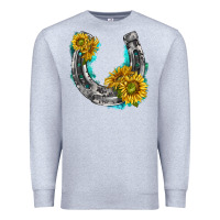 Heather Grey horseshoe cowhide and sunflowers Premium Sweatshirt - texasbilliewilder