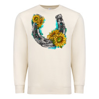 Sandshell horseshoe cowhide and sunflowers Premium Sweatshirt - texasbilliewilder