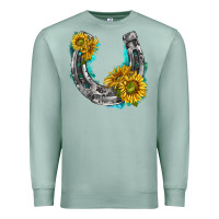 Seafoam horseshoe cowhide and sunflowers Premium Sweatshirt - texasbilliewilder