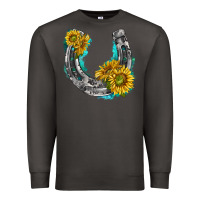 Smoke horseshoe cowhide and sunflowers Premium Sweatshirt - texasbilliewilder