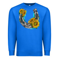 True Royal horseshoe cowhide and sunflowers Premium Sweatshirt - texasbilliewilder