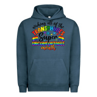 Pigment Midnight Navy wishing all of the transphobes uncomfortable month Urban Hoodie - Artiststas