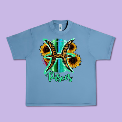 Pisces Zodiac Sign Sunflower Leopard Serape Urban Heavy Tee Designed By Ranaportraitstore