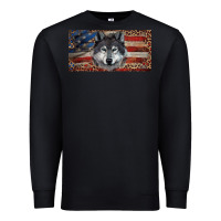 Black Wolf with american flag and leopard Premium Sweatshirt - RanaPortraitStore