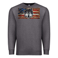 Charcoal Heather Wolf with american flag and leopard Premium Sweatshirt - RanaPortraitStore