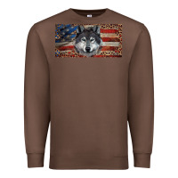 Chestnut Wolf with american flag and leopard Premium Sweatshirt - RanaPortraitStore