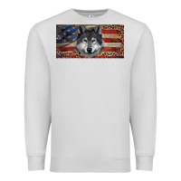 Dove Grey Wolf with american flag and leopard Premium Sweatshirt - RanaPortraitStore