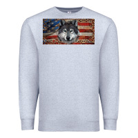 Heather Grey Wolf with american flag and leopard Premium Sweatshirt - RanaPortraitStore