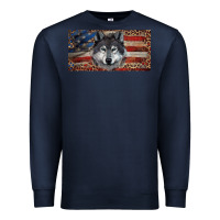 Navy Wolf with american flag and leopard Premium Sweatshirt - RanaPortraitStore