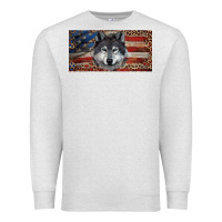 Oatmeal Heather Wolf with american flag and leopard Premium Sweatshirt - RanaPortraitStore