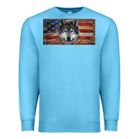 Ocean Blue Wolf with american flag and leopard Premium Sweatshirt - RanaPortraitStore