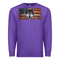 Purple Wolf with american flag and leopard Premium Sweatshirt - RanaPortraitStore
