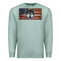 Seafoam Wolf with american flag and leopard Premium Sweatshirt - RanaPortraitStore