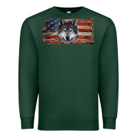 Sports Green Wolf with american flag and leopard Premium Sweatshirt - RanaPortraitStore